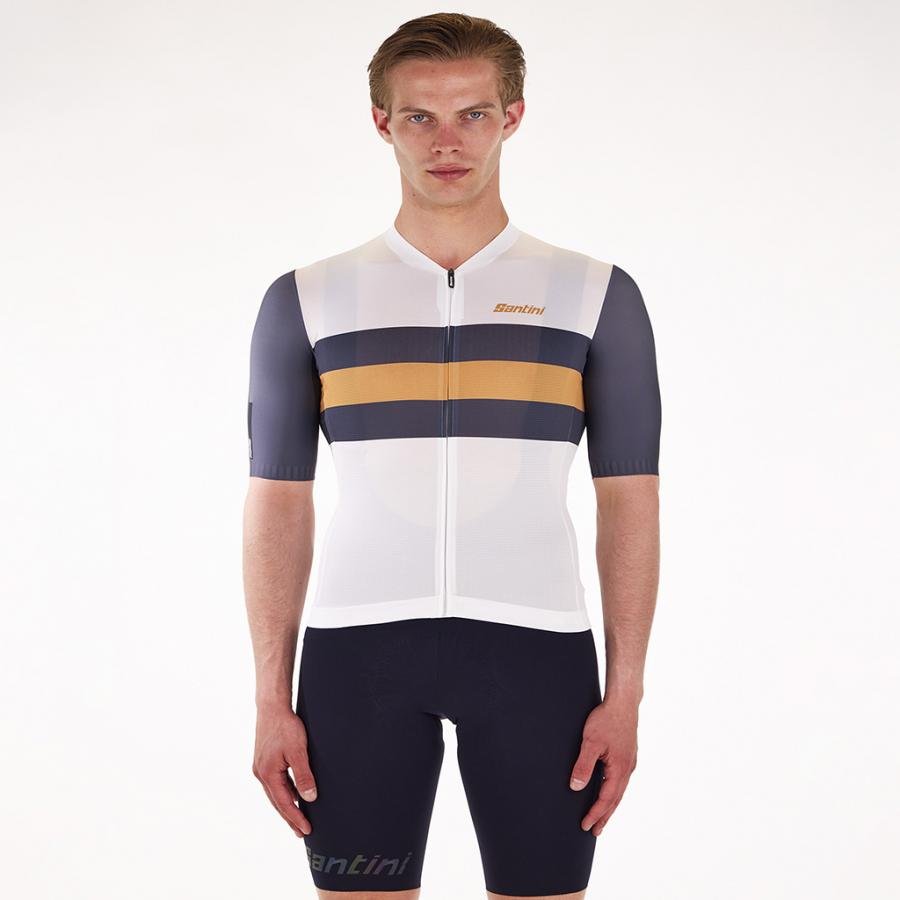 Santini Eco Sleek Bengal Jersey-White/Orange - D Byk Store