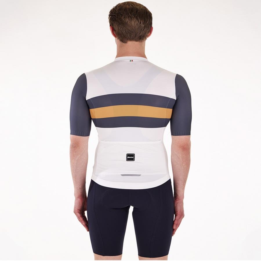 Santini Eco Sleek Bengal Jersey-White/Orange - D Byk Store