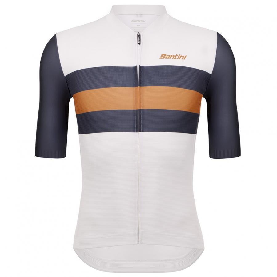 Santini Eco Sleek Bengal Jersey-White/Orange - D Byk Store