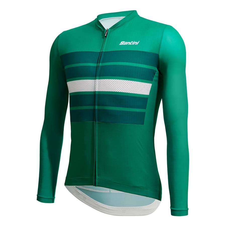Santini Eco Sleek Bengal Long Sleeve Jersey-Green - D Byk Store