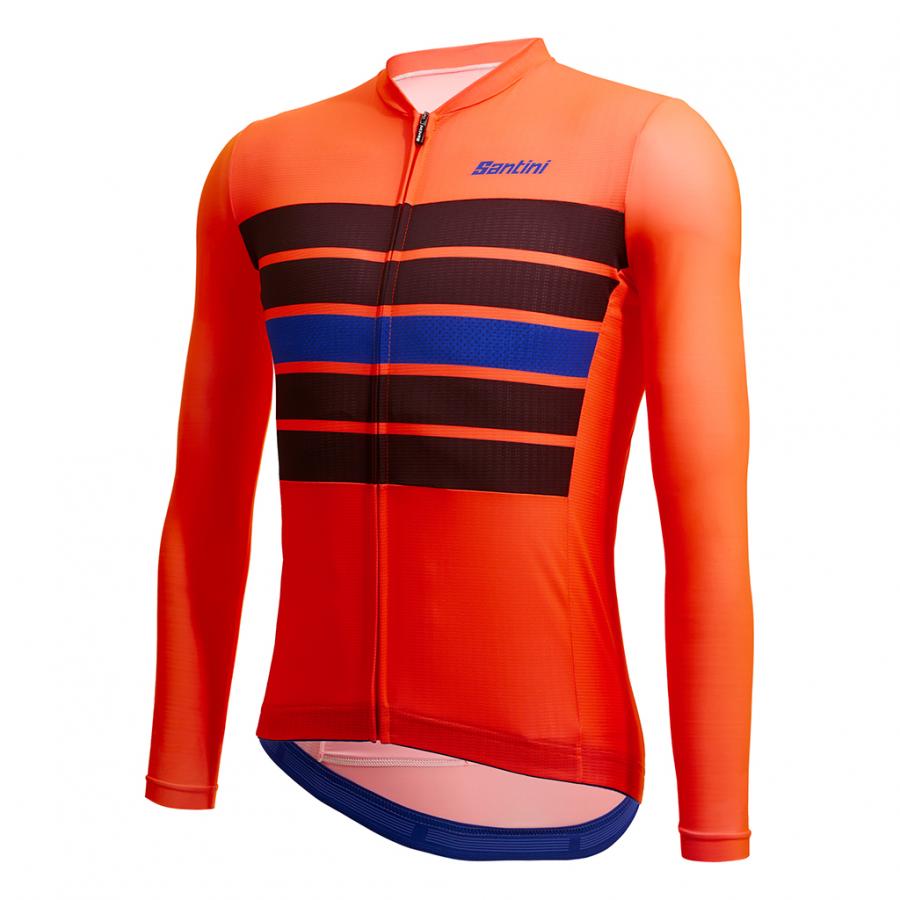 Santini Eco Sleek Bengal Long Sleeve Jersey-Orange - D Byk Store