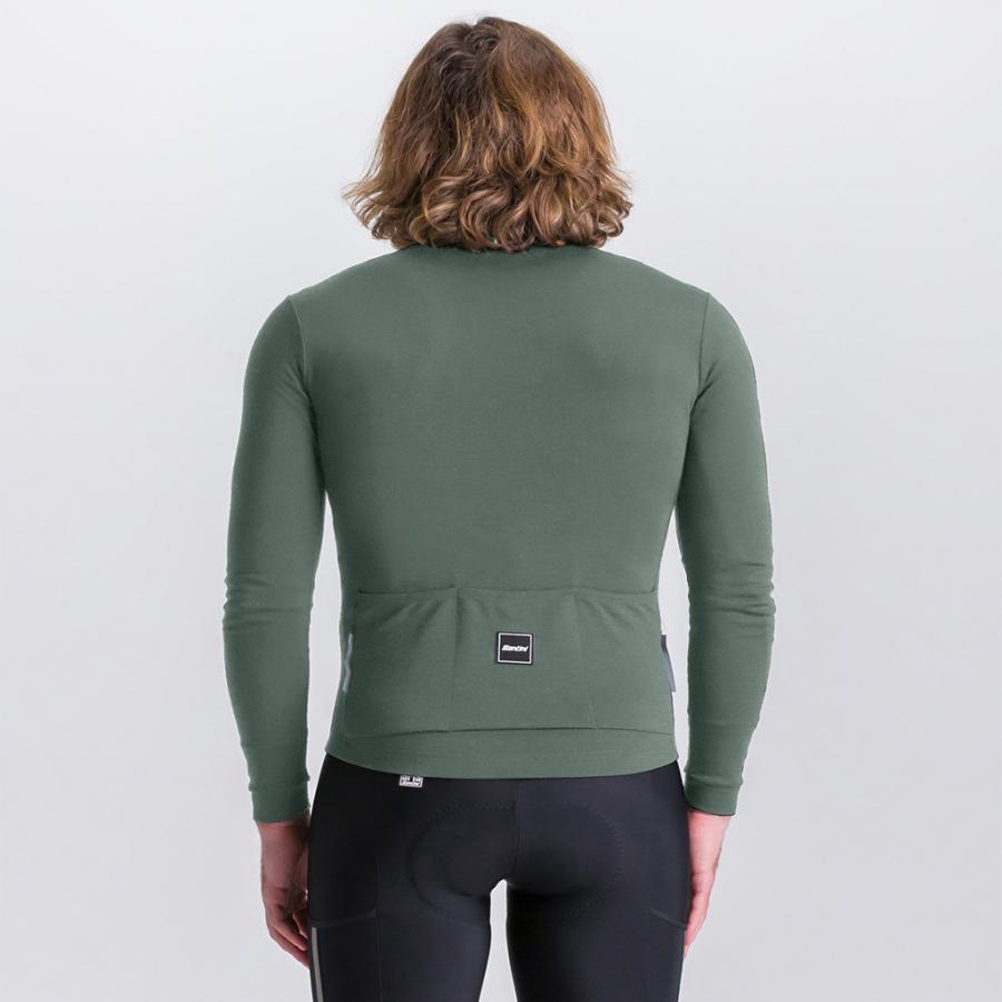 Santini Impetus Long Sleeve Jersey-Military Green - D Byk Store