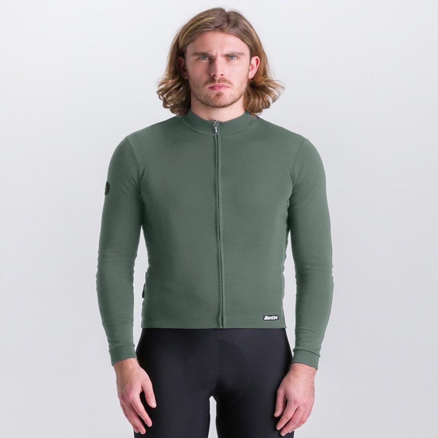 Santini Impetus Long Sleeve Jersey-Military Green - D Byk Store