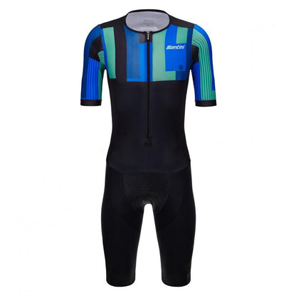Santini Ironman Aahonoui Trisuit (Short Sleeve)-Blue - D Byk Store