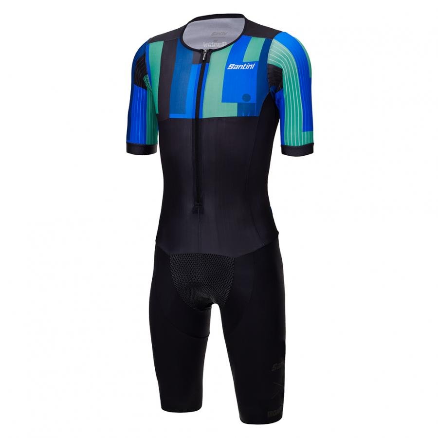 Santini Ironman Aahonoui Trisuit (Short Sleeve)-Blue - D Byk Store