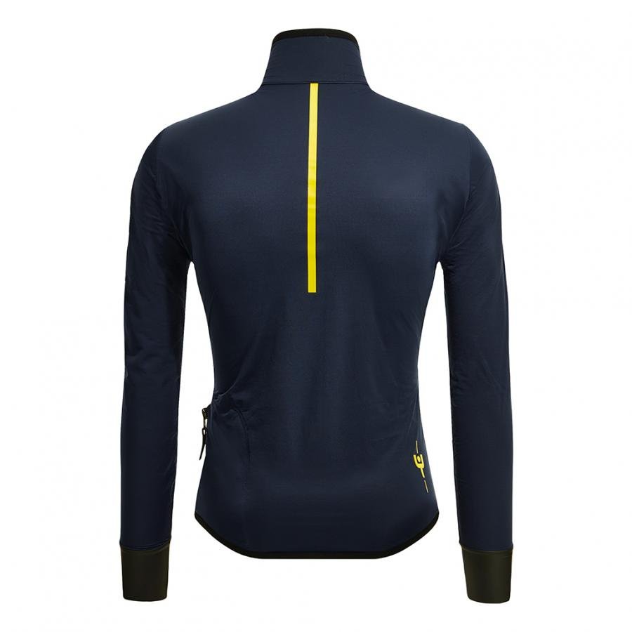 Santini Le Maillot Jaune Rain & Wind Jacket-Navy Blue - D Byk Store