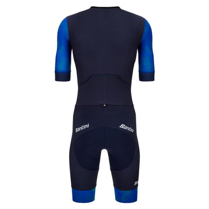 Santini Leaf Aero Trisuit (Short Sleeve)-Navy Blue - D Byk Store