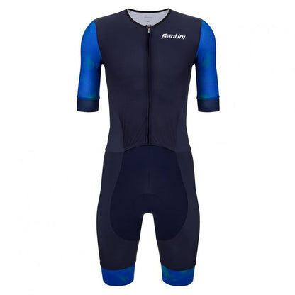 Santini Leaf Aero Trisuit (Short Sleeve)-Navy Blue - D Byk Store