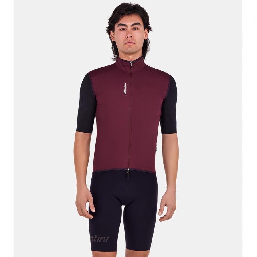 Santini Magic Unisex Packable Waterproof Vest-Burgundy - D Byk Store