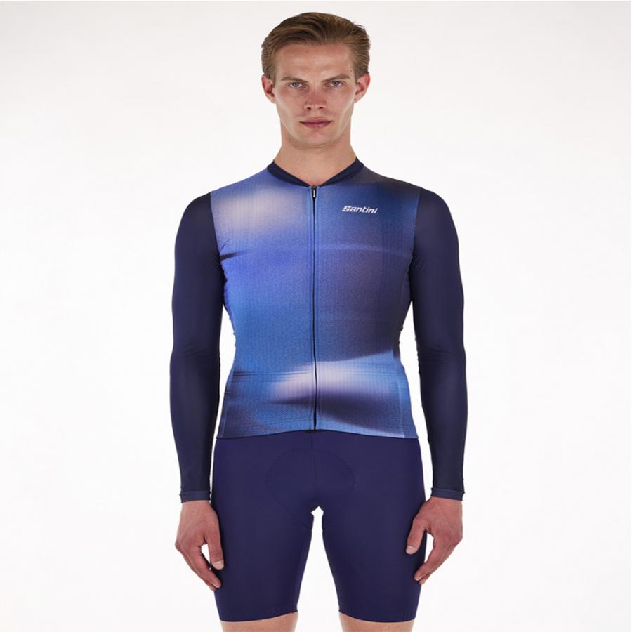 Santini Ombra Eco Sleek Long Sleeve Unisex Jersey-Blue - D Byk Store