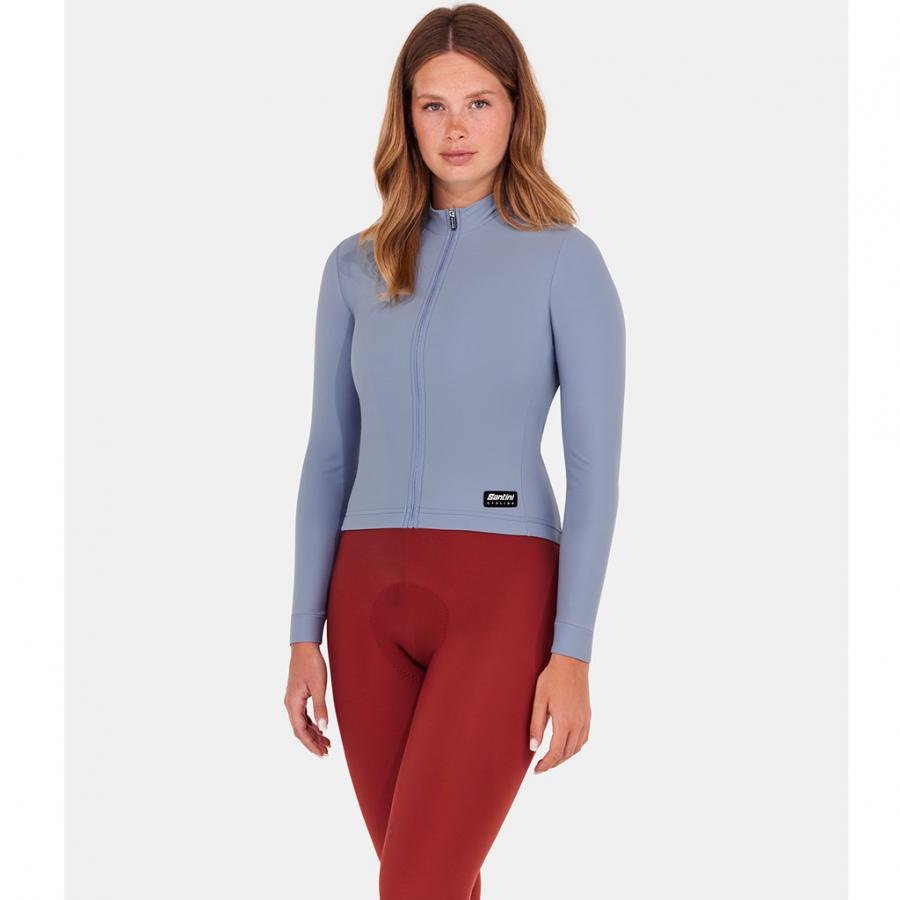Santini Ready To Ride Unisex Long Sleeve Jersey-Light Blue - D Byk Store