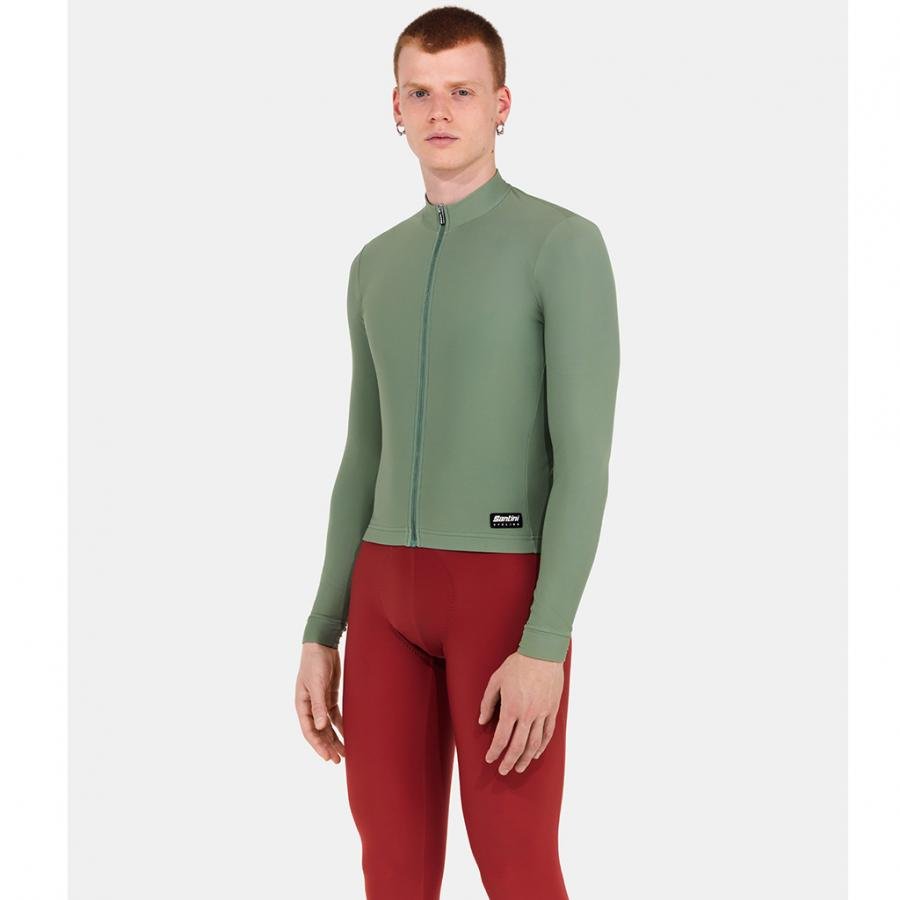 Santini Ready To Ride Unisex Long Sleeve Jersey-Sage Green - D Byk Store