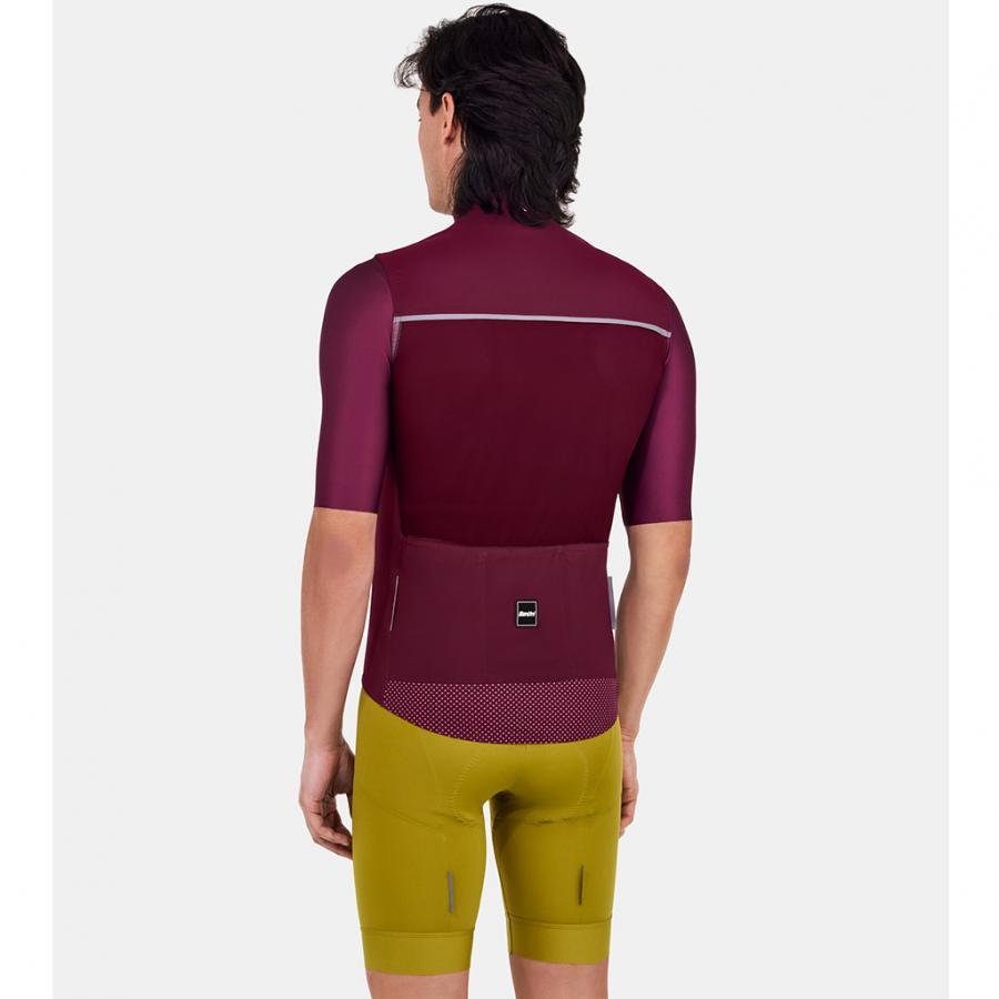 Santini Ready To Ride Unisex Wind Vest-Burgundy - D Byk Store