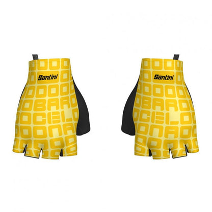 Santini TDF Grand Depart Barcelone Gloves-Yellow - D Byk Store