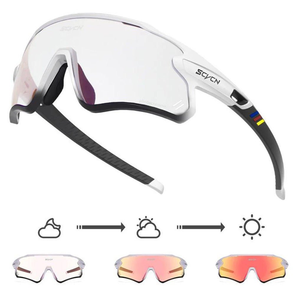 SCVCN S1 Coloured Photochromic Sunglasses - Red/White/Black - D Byk Store