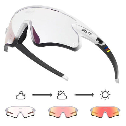 SCVCN S1 Coloured Photochromic Sunglasses - Red/White/Black - D Byk Store