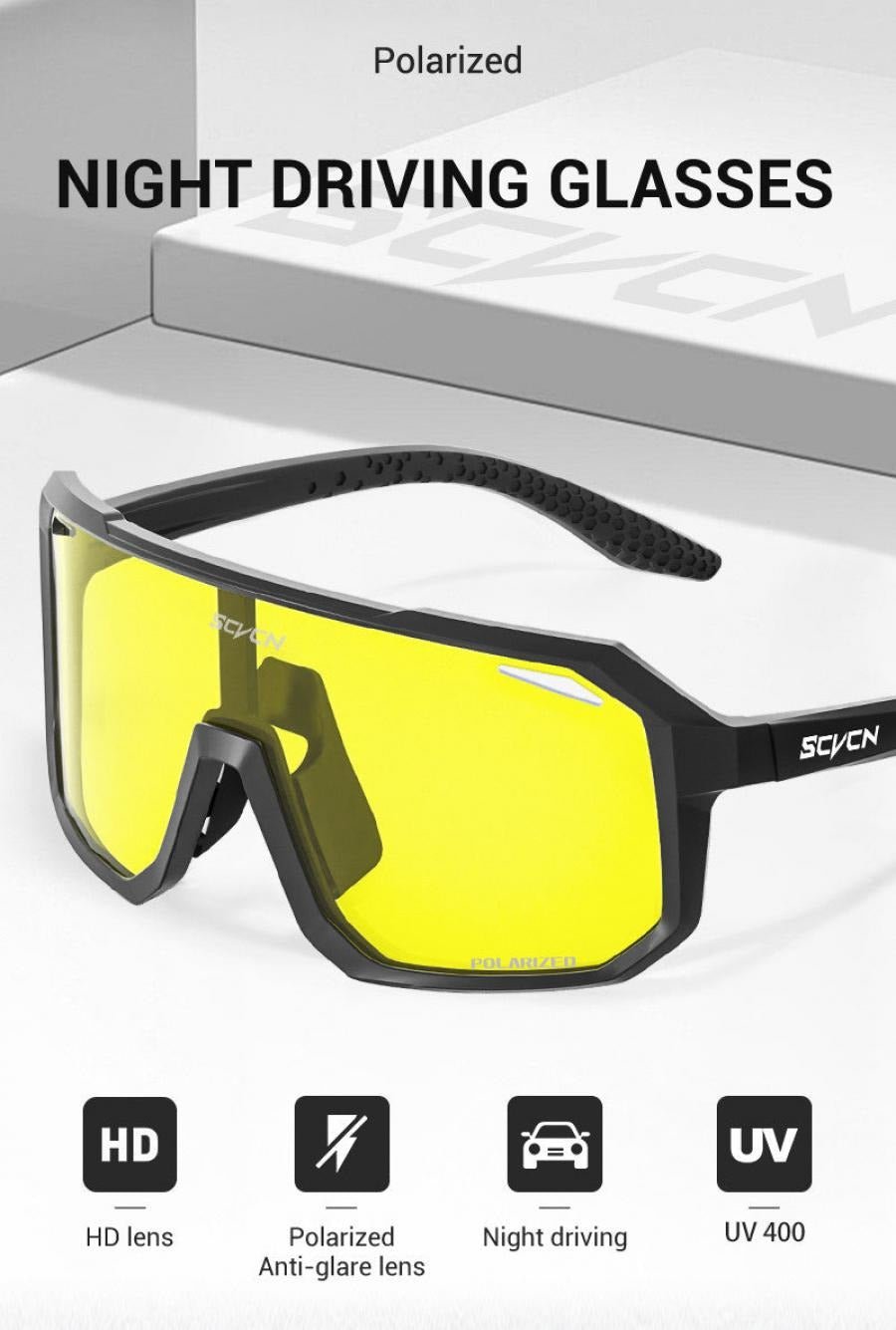 SCVCN S62 Night Vision Yellow Polarized Glasses - Black - D Byk Store