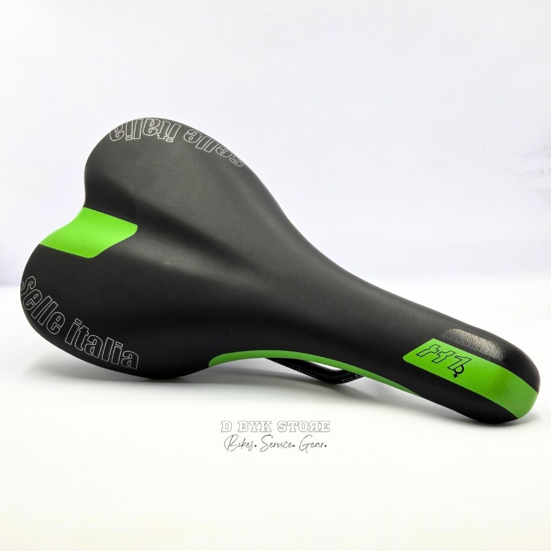 Selle Italia X1 Lady Flow FEC Alloy Saddle - Black/Green - D Byk Store