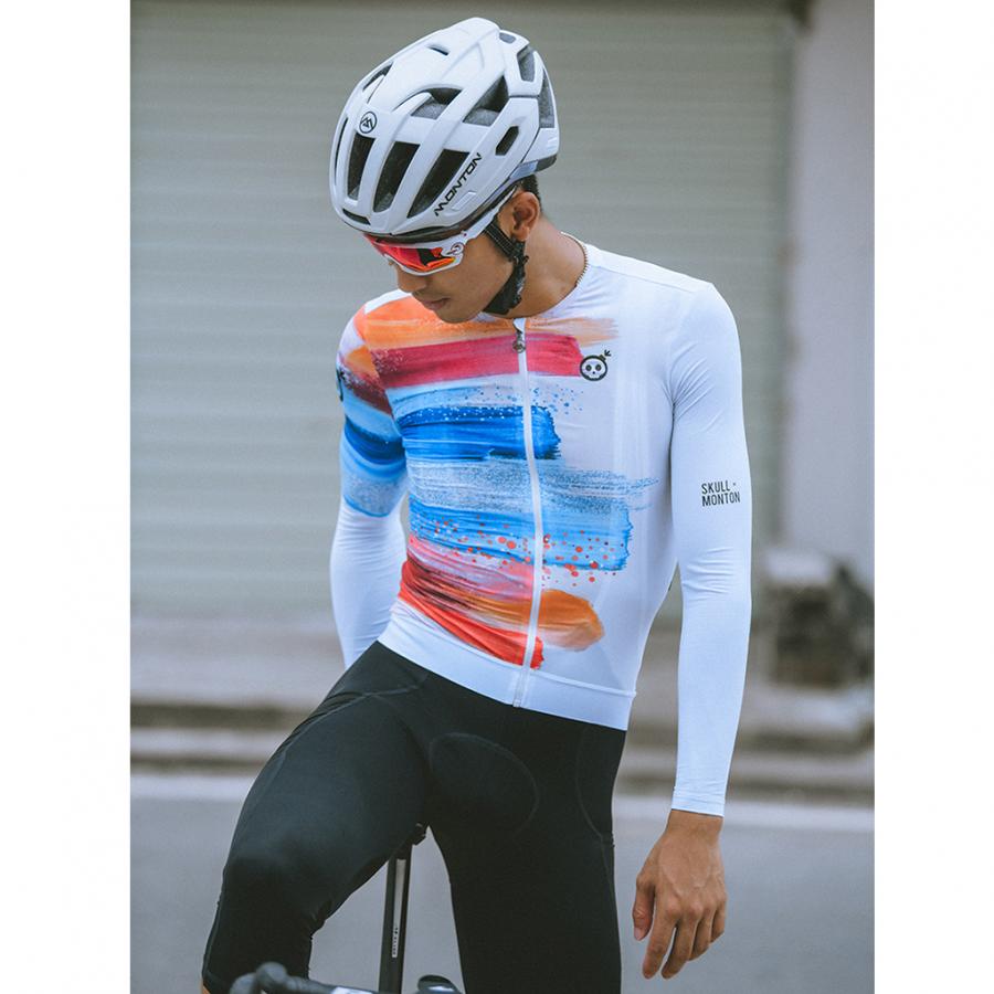 Skull Monton Paint Brush Long Sleeve Jersey-White - D Byk Store