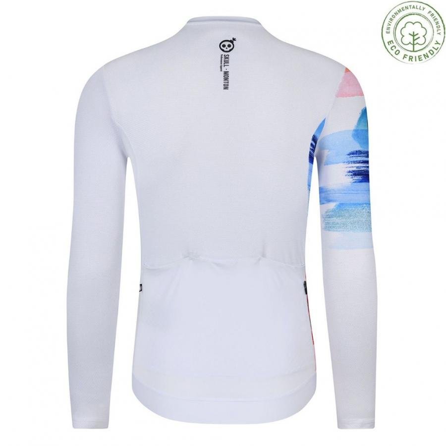 Skull Monton Paint Brush Long Sleeve Jersey-White - D Byk Store