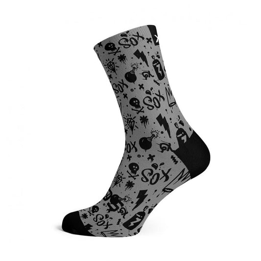 Sox Doodle Grey Casual Crew Socks - D Byk Store