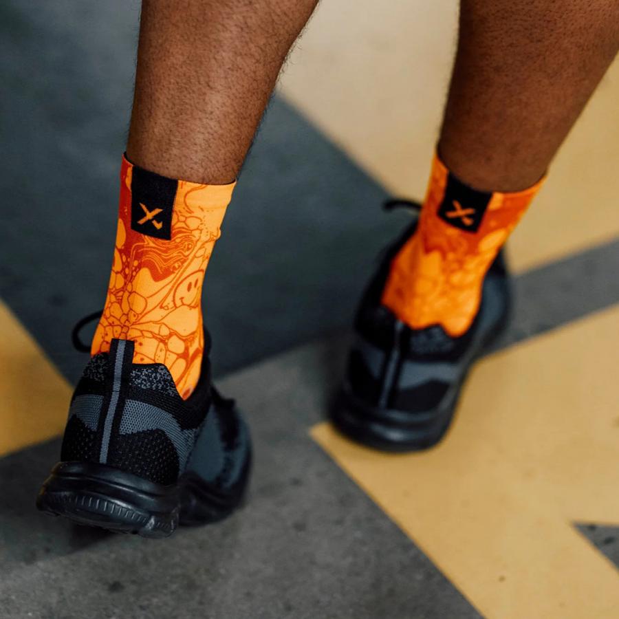 Sox Neon Slide Orange Casual Crew Socks - D Byk Store
