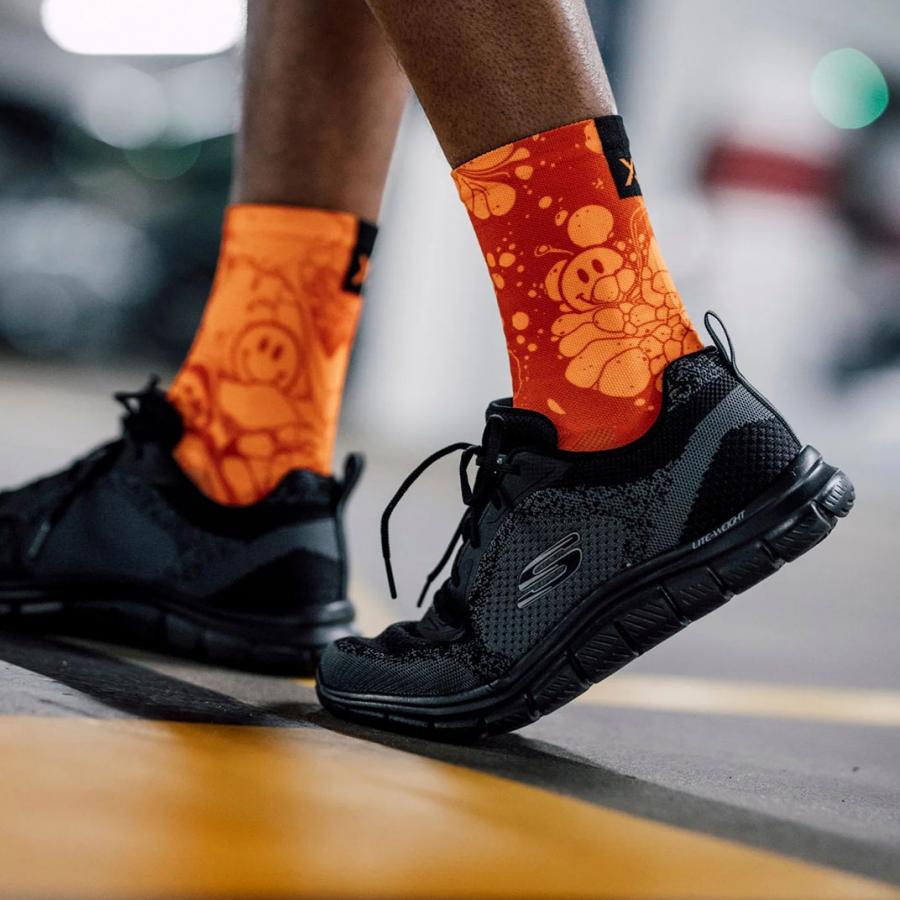 Sox Neon Slide Orange Casual Crew Socks - D Byk Store