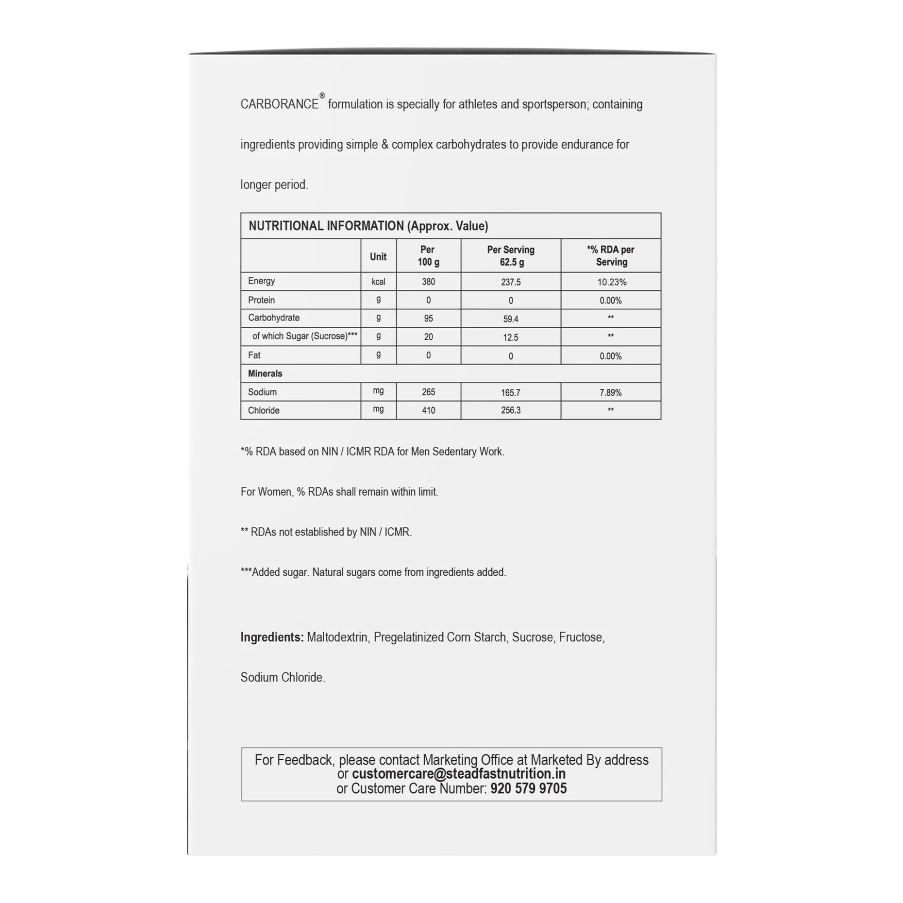 Steadfast Nutrition Carborance - D Byk Store