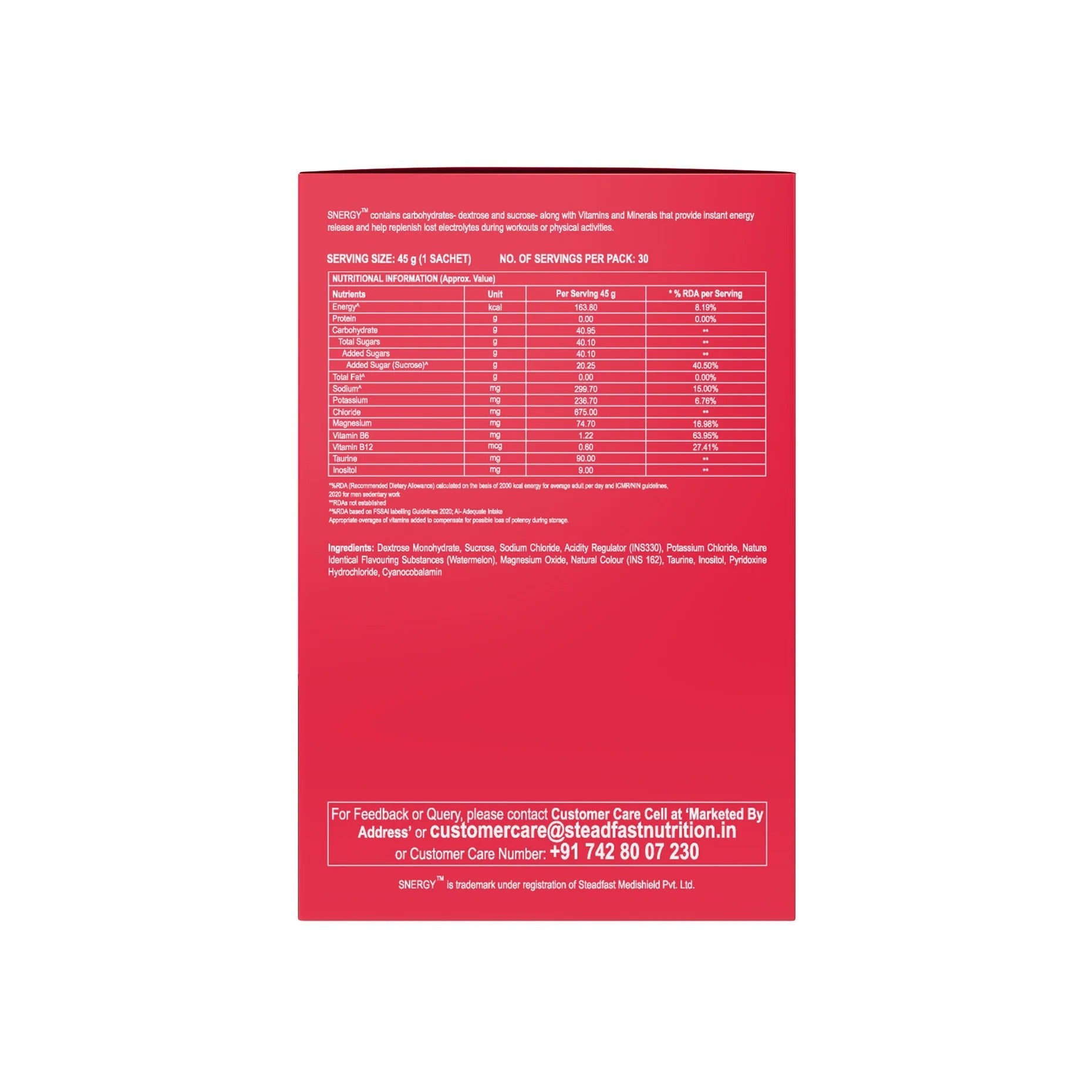 Steadfast Nutrition Snergy | Instant Energy Drink | Watermelon - D Byk Store