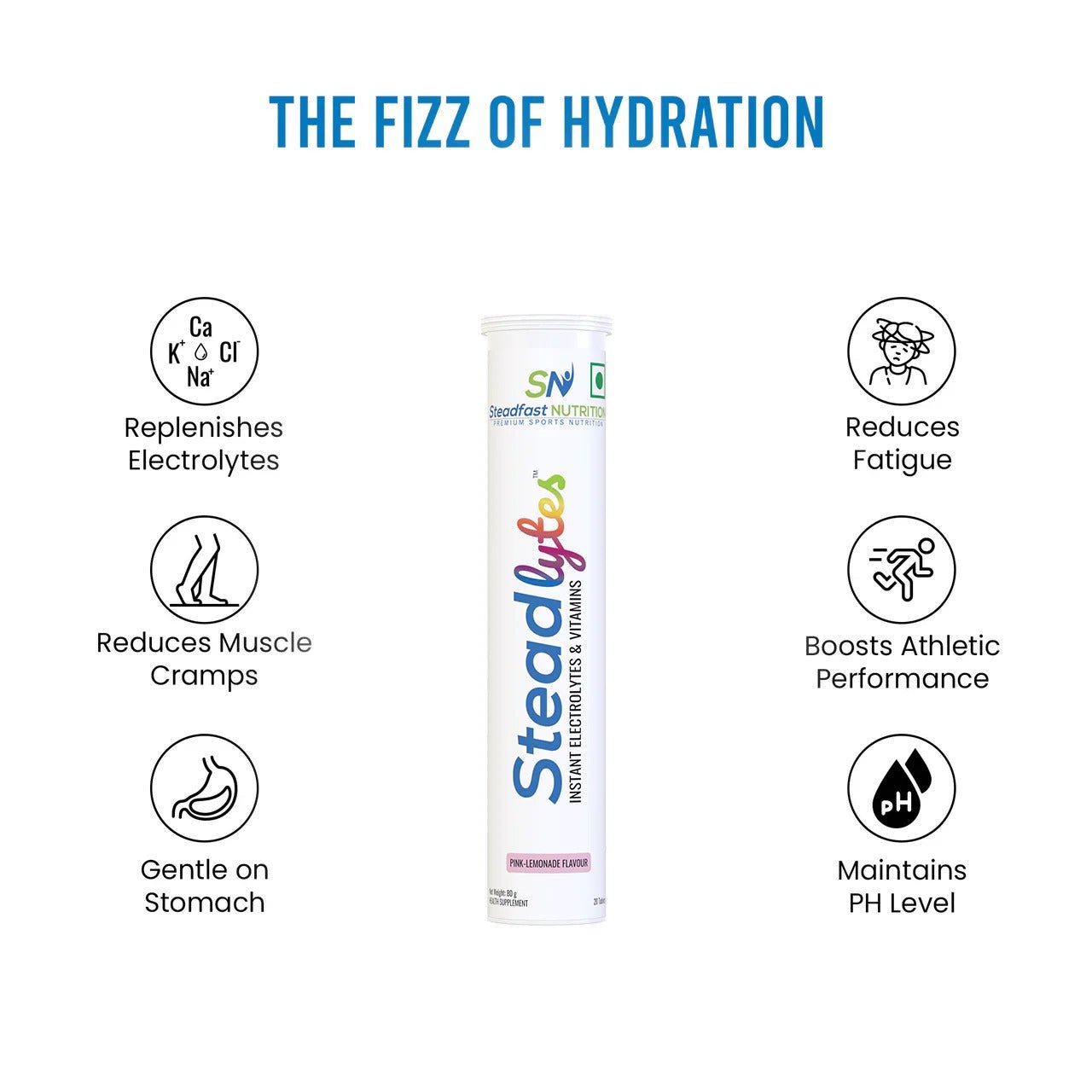 Steadfast Nutrition Steadlytes - Electrolytes Tablet for Instant Hydration - Pink - Lemonade - D Byk Store
