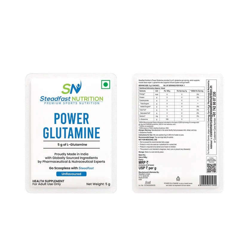 Steadfast Power Glutamine | L - Glutamine Supplement | 30 Sachets - D Byk Store