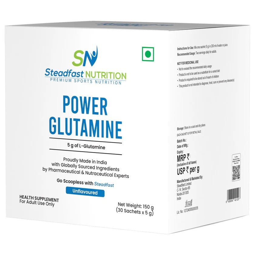Steadfast Power Glutamine | L - Glutamine Supplement | 30 Sachets - D Byk Store
