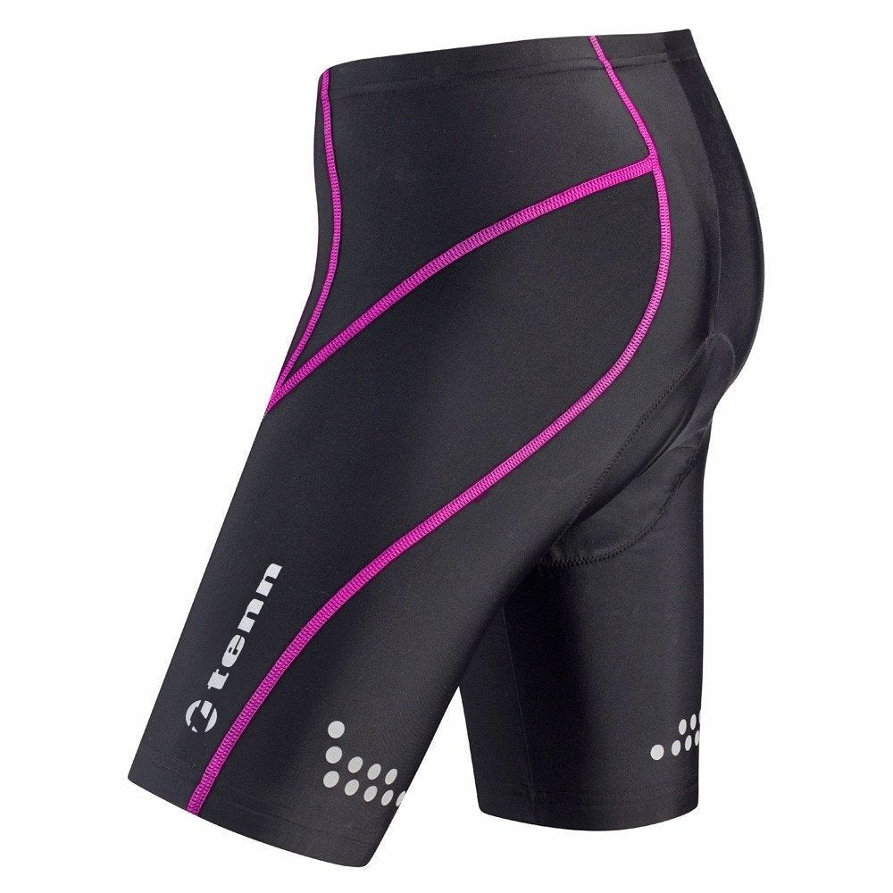 Tenn - Outdoors Women's 8 Panel Professional Viper with Pad Cycling Shorts - Black / Pink - D Byk Store