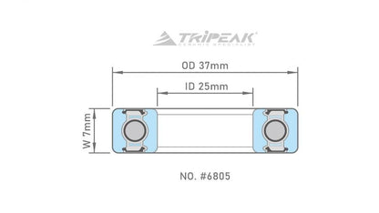 Tripeak #6805 Ceramic Hybrid Bearing (G5)(25x37x7mm) - D Byk Store