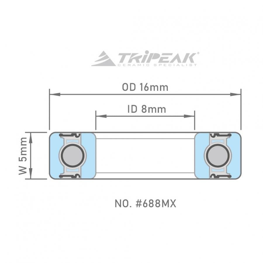Tripeak #688 Full Steel Ball Bearing (MAX Series)(8x16x5mm) - D Byk Store