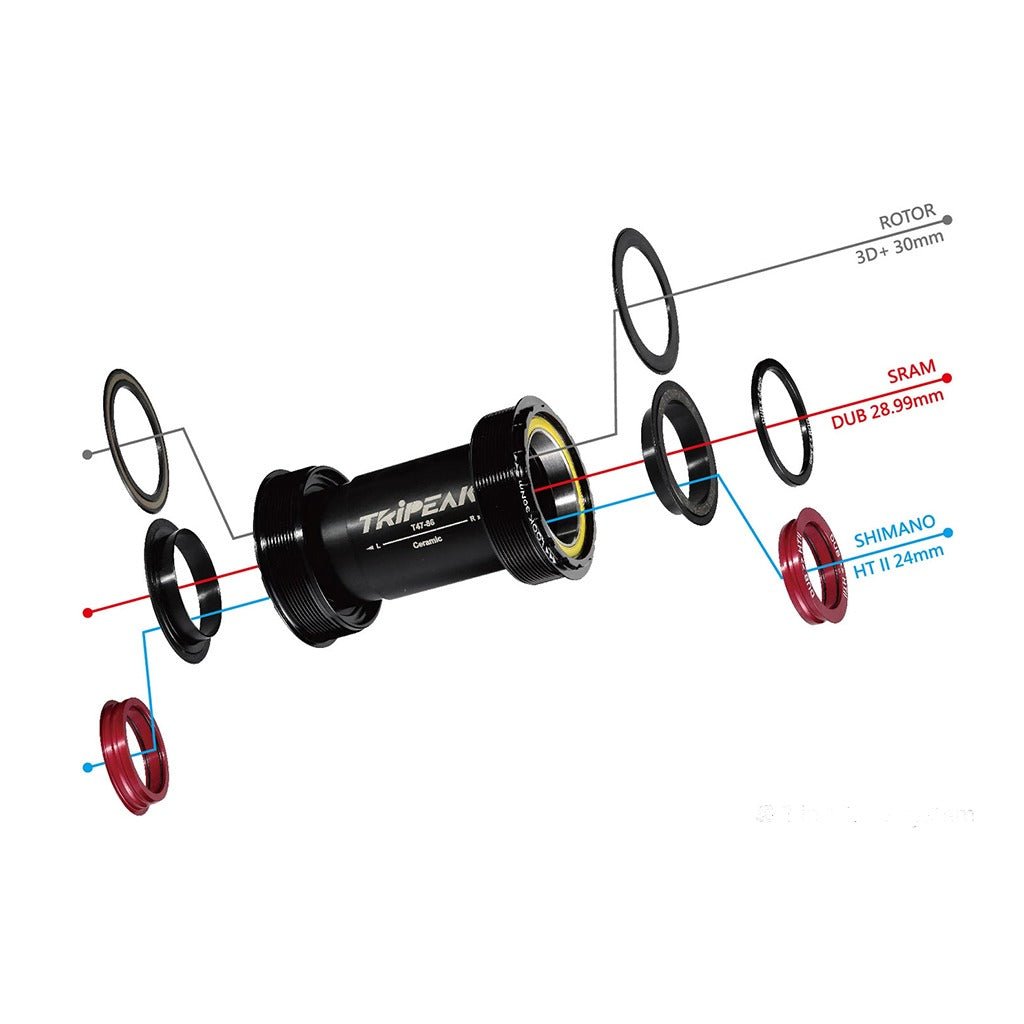 Tripeak BB86 Pressfit Bottom Bracket 3 - in - 1 Shimano/SRAM/Rotor (86mm) - Black - D Byk Store