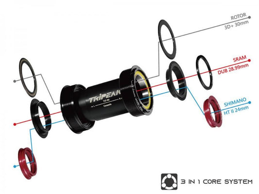 Tripeak BSA Threaded Bottom Bracket Ceramic 3-in-1 Shimano/SRAM/Rotor-Road (68mm)-Red - D Byk Store