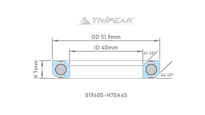 Tripeak Headset Sealed AC Bearing (51.9X40X7)(45/45 Deg) - D Byk Store