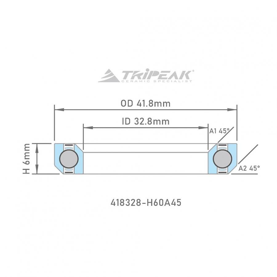 Tripeak Headset Sealed AC Bearing With Black Oxide Coating (41.8x32.8x6)(45/45 Deg) - D Byk Store