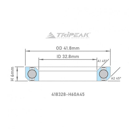 Tripeak Headset Sealed AC Bearing With Black Oxide Coating (41.8x32.8x6)(45/45 Deg) - D Byk Store