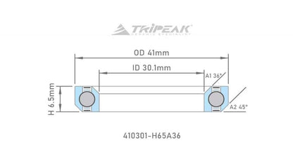 Tripeak Headset Sealed AC Bearing With Black Oxide Coating (41X30.1X6.5) (36/45 Deg) - D Byk Store