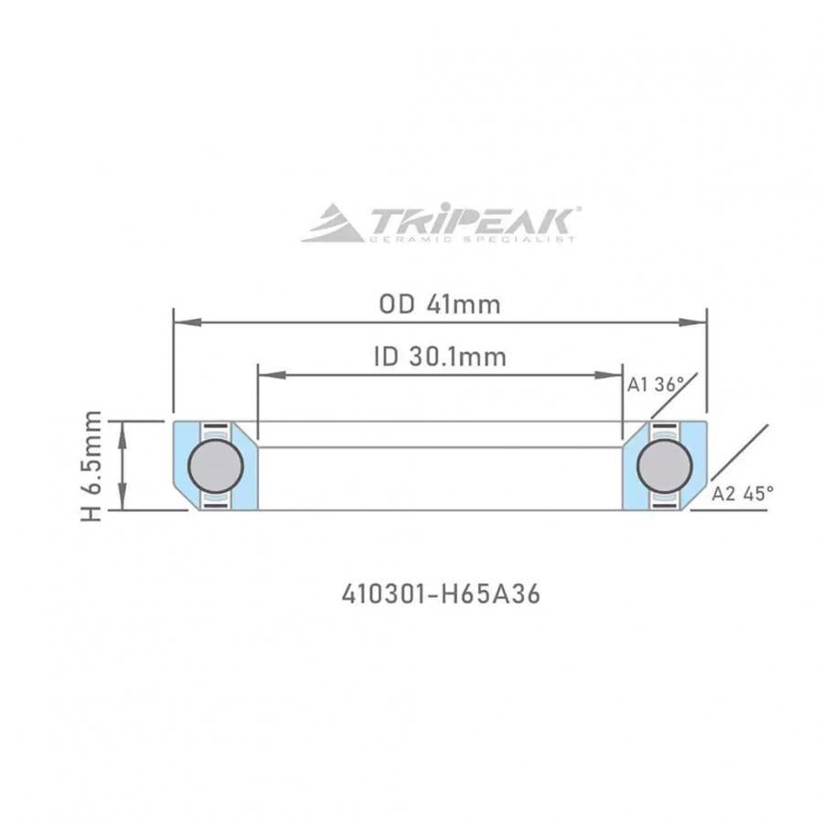 Tripeak Headset Sealed AC Bearing With Black Oxide Coating (41X30.1X6.5) (36/45 Deg) - D Byk Store
