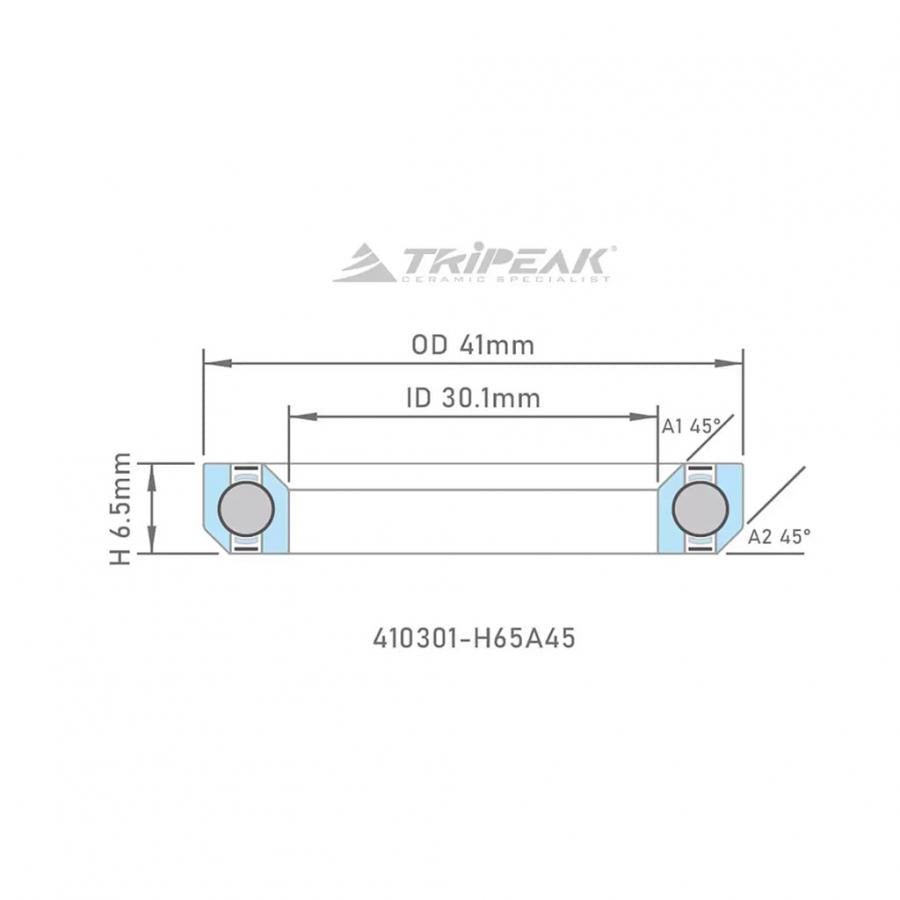Tripeak Headset Sealed AC Bearing With Black Oxide Coating (41x30.1x6.5)(45/45 Deg) - D Byk Store