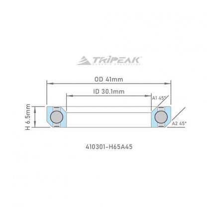 Tripeak Headset Sealed AC Bearing With Black Oxide Coating (41x30.1x6.5)(45/45 Deg) - D Byk Store