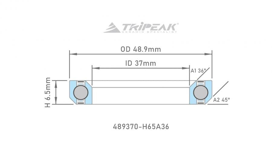 Tripeak Headset Sealed AC Bearing With Black Oxide Coating (48.9x37x6.5)(36/45 Deg) - D Byk Store