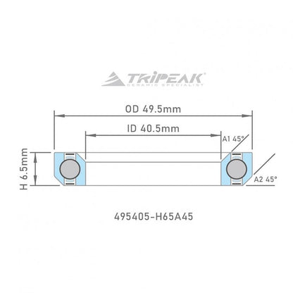 Tripeak Headset Sealed AC Bearing With Black Oxide Coating (49.5x40.5x6.5)(45/45 Deg) - D Byk Store