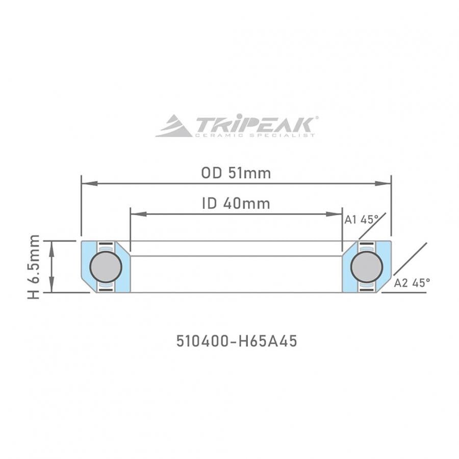 Tripeak Headset Sealed AC Bearing With Black Oxide Coating (51x40x6.5)(45/45 Deg) - D Byk Store