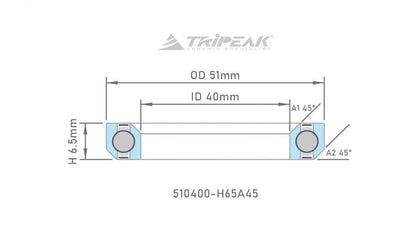 Tripeak Headset Sealed AC Bearing With Black Oxide Coating (51x40x6.5)(45/45 Deg) - D Byk Store